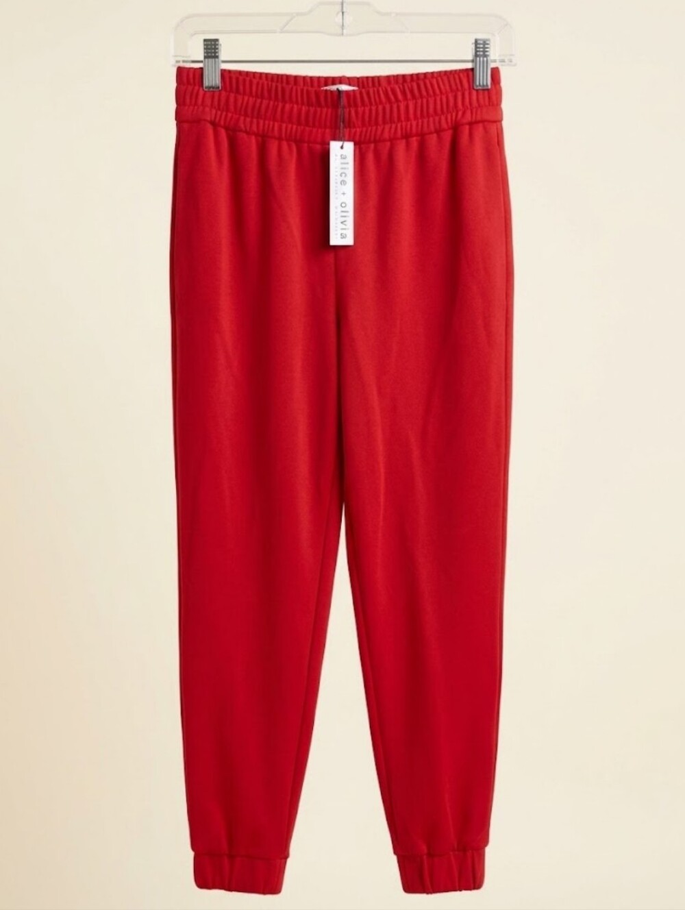 Alice + Olivia Womans Red Elastic-Waist Jogger Pants